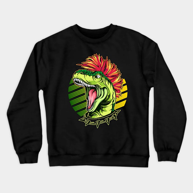 Punk T-Rex Dinosaur Crewneck Sweatshirt by BDAZ